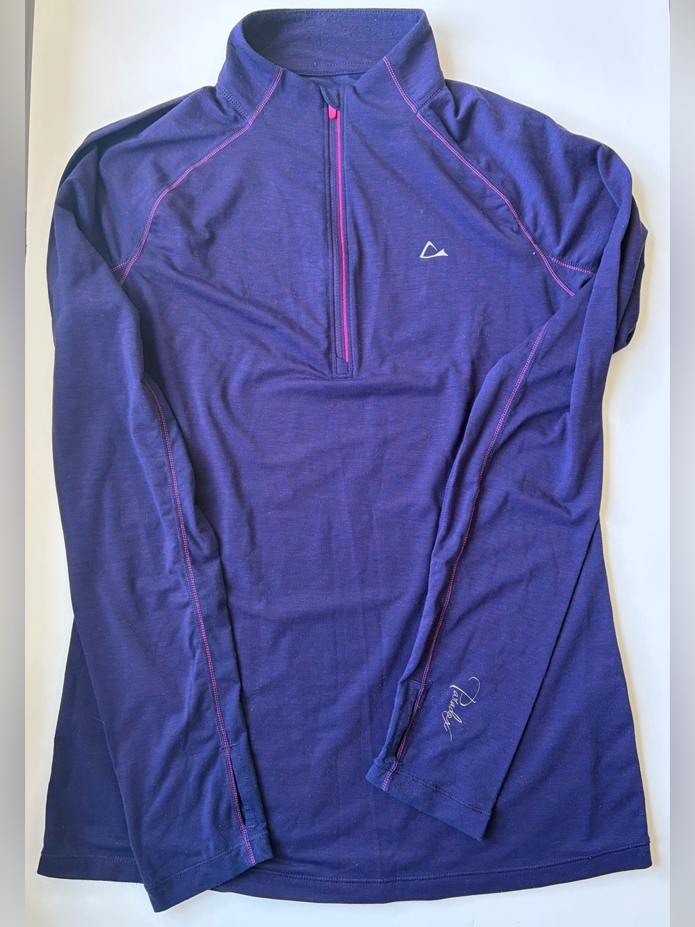 Paradox Long-Sleeve Quarter Zip Top - Purple with Pink Trim
